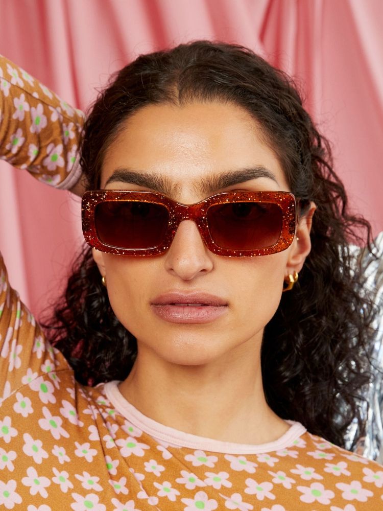 MAUDE X Mosey Me Bella Sunglasses in Bronze Glitter