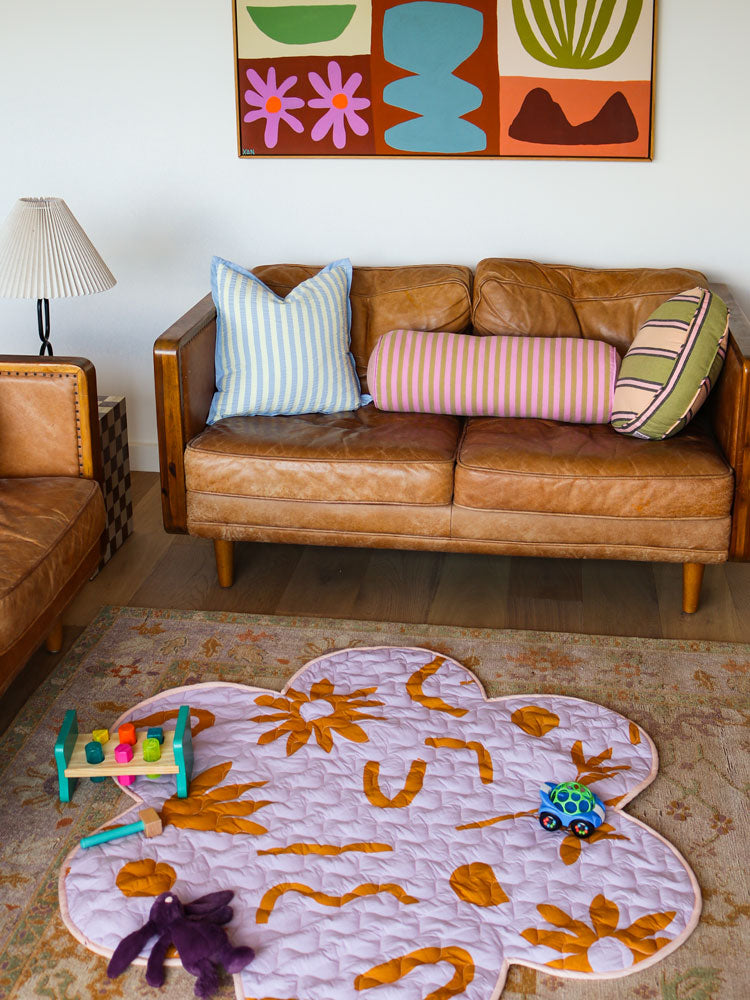 Butter Blue Seersucker Square Cushion