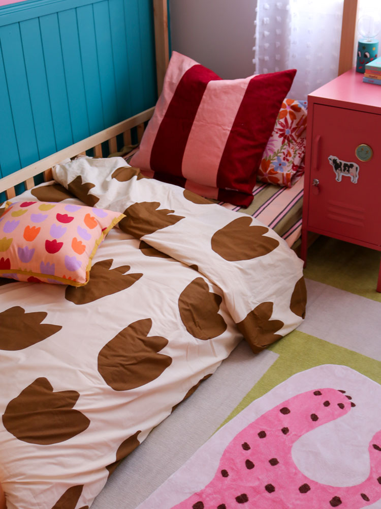 Corduroy Euro Pillowcase - Peach/Ruby  by Mosey Me
