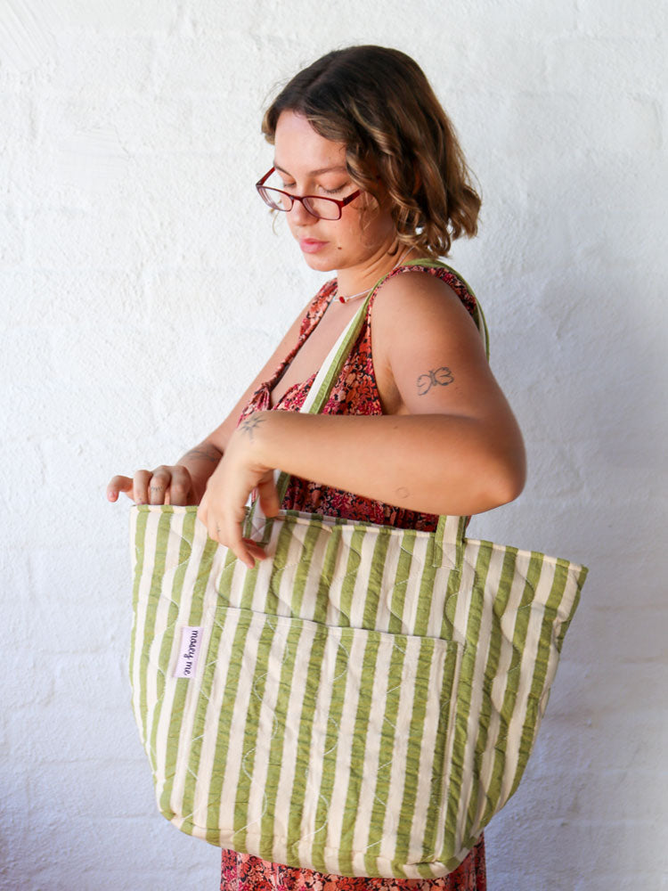 Seersucker Stripe Quilted Bag
