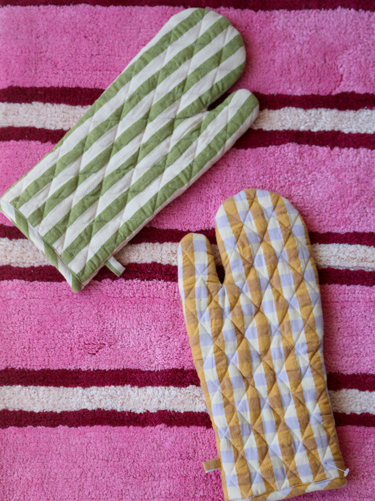 Mango Seersucker Oven Mitt  by Mosey Me
