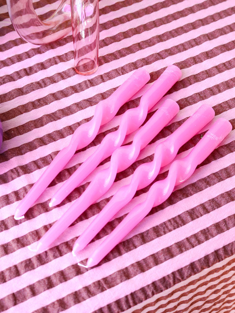 Twisted Dinner Candle Set of 2 - Pink  by Mosey Me