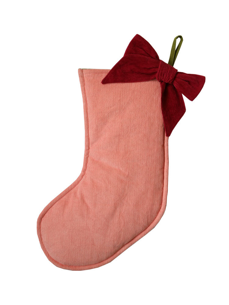 Olive/Peach Corduroy Stocking