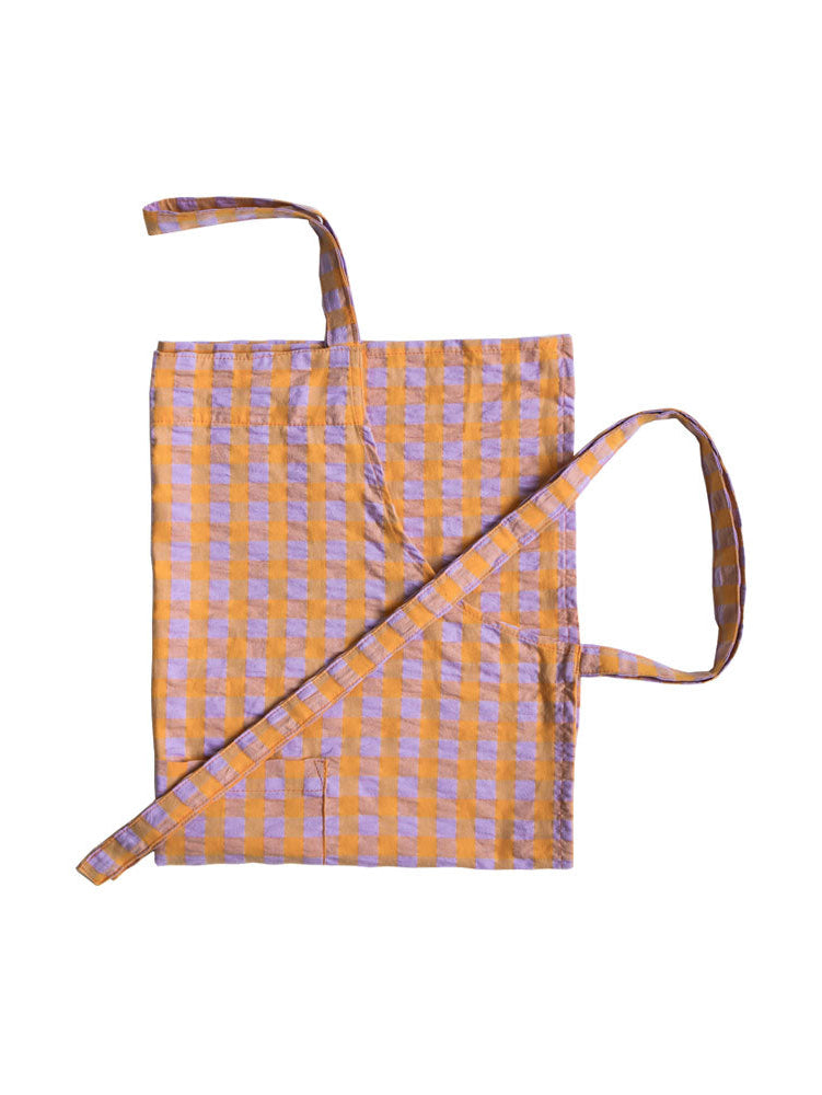 Kumquat Bloom Seersucker Apron  by Mosey Me