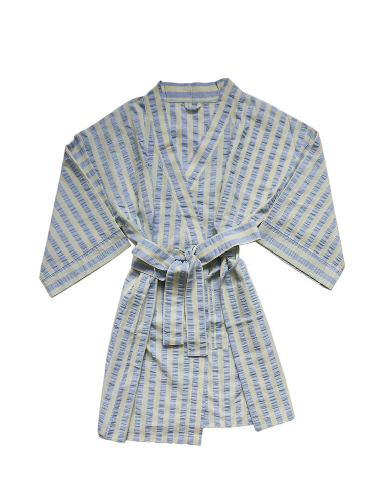 Mosey Me Butter Blue Seersucker Short Robe