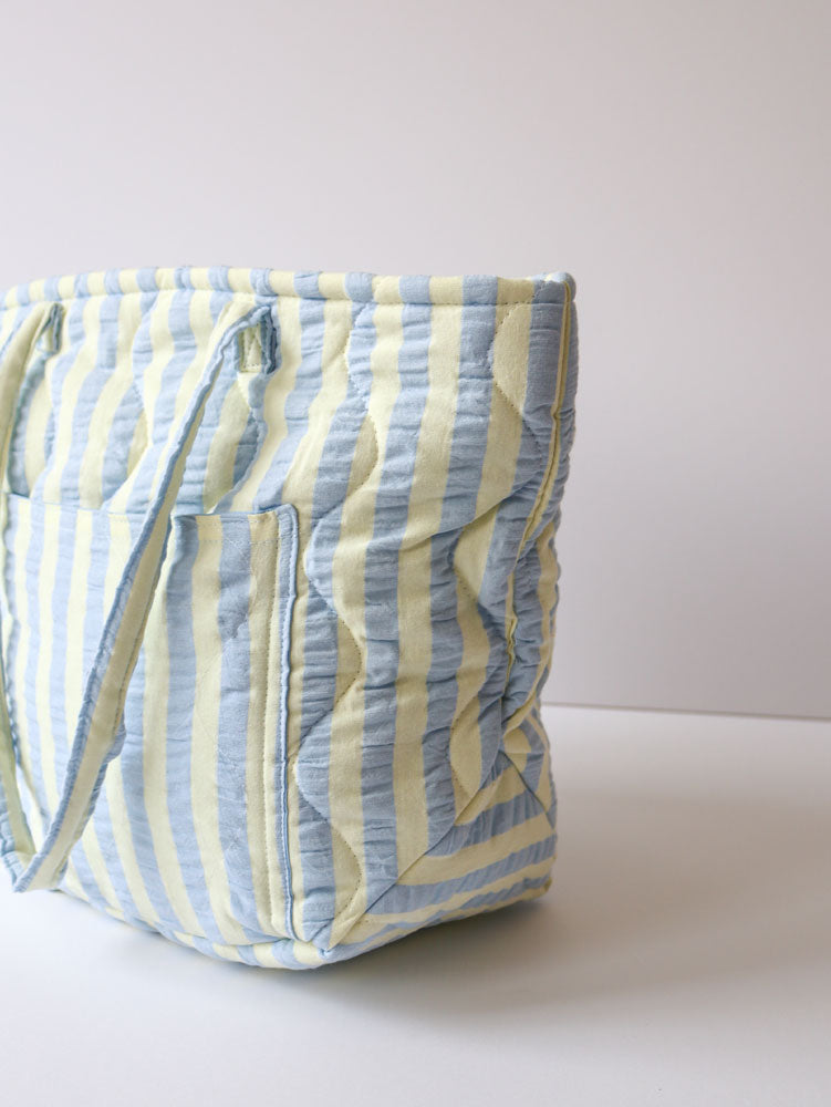 Butter Blue Seersucker Quilted Bag