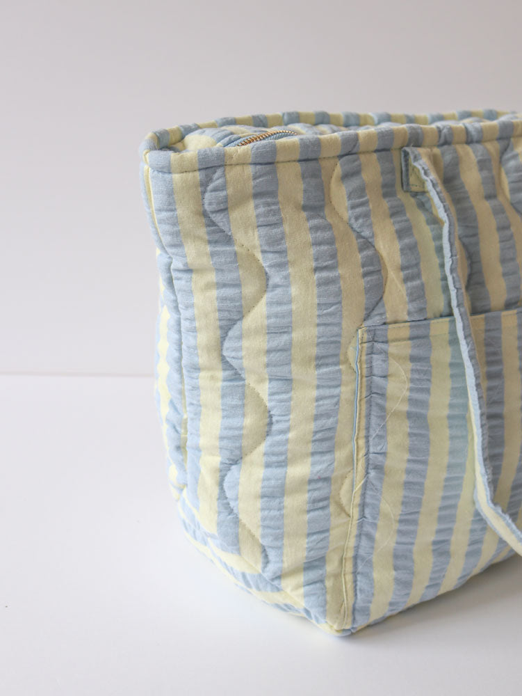 Butter Blue Seersucker Quilted Bag