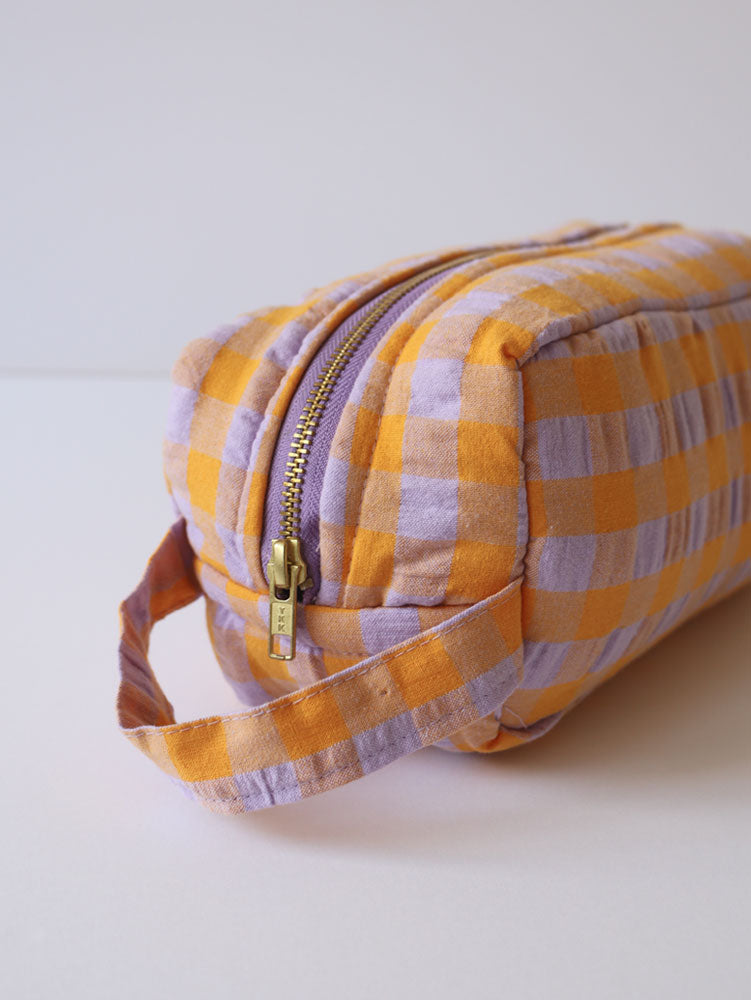 Kumquat Bloom Seersucker Dopp Kit  by Mosey Me