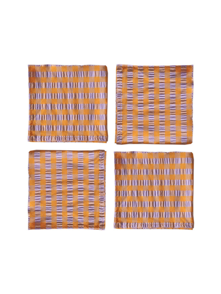 Kumquat Bloom Seersucker Napkin Set  by Mosey Me
