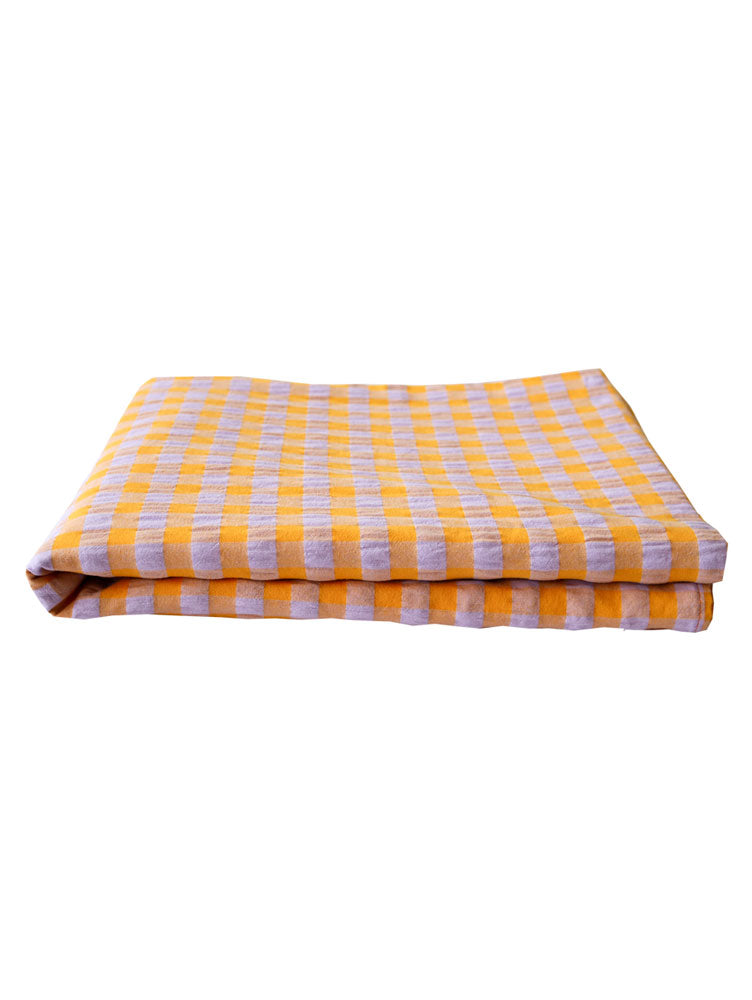 Kumquat Bloom Seersucker Square Tablecloth  by Mosey Me