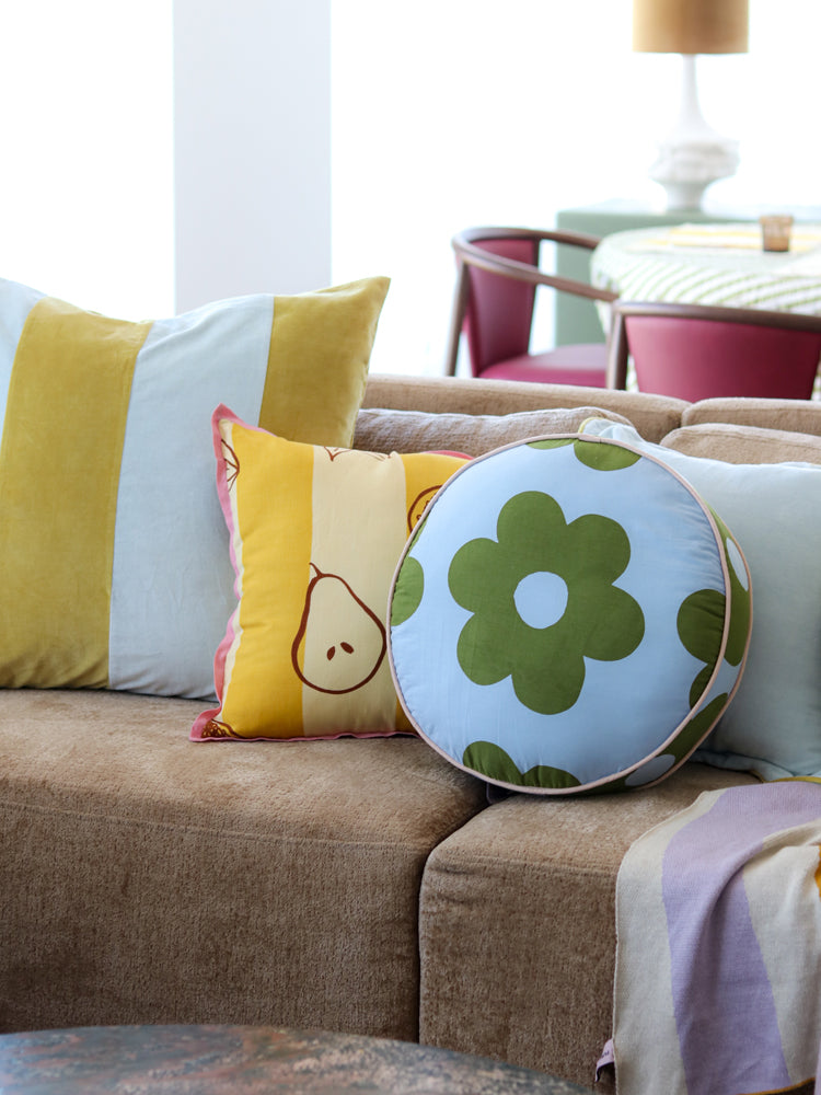 Flowerbed Round Cushion  by Mosey Me