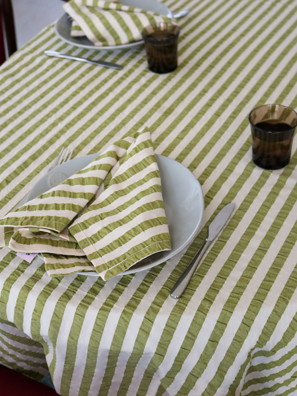 Seersucker Stripe Square Tablecloth  by Mosey Me