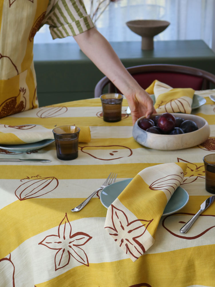 Winter Fruit Tablecloth  by Mosey Me