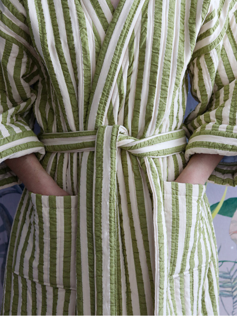 Seersucker Stripe Quilted Robe  by Mosey Me