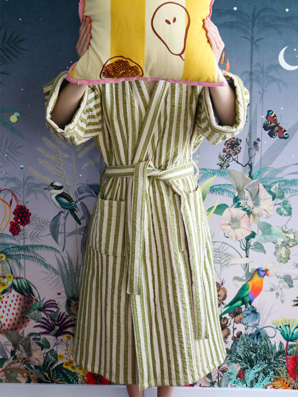 Seersucker Stripe Quilted Robe  by Mosey Me