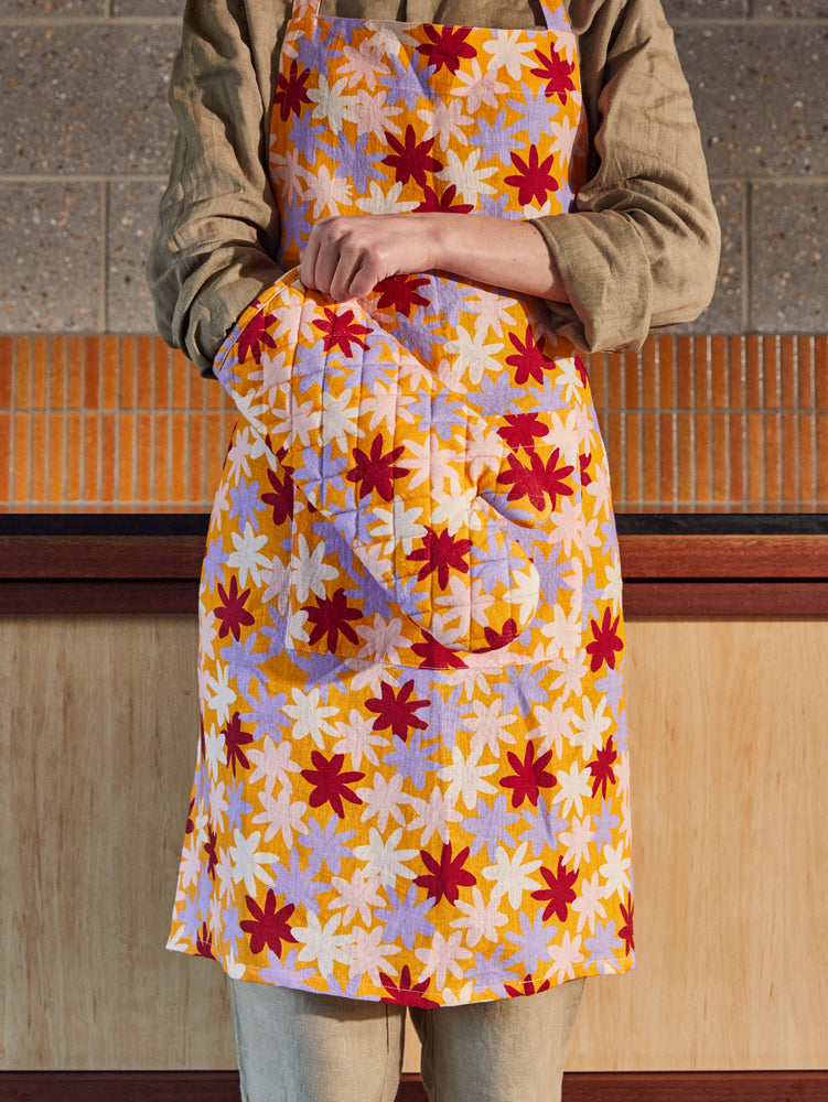 Crimson Floral Oven Mitt  by Mosey Me
