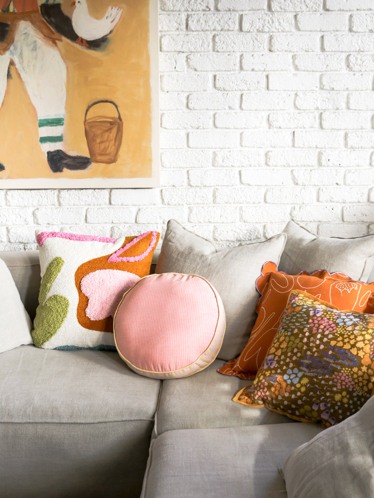Woven Stripe Round Cushion  by Mosey Me