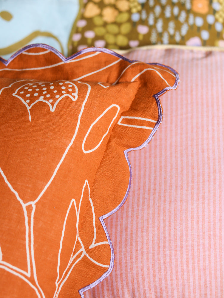 Outline Floral Cushion  by Mosey Me