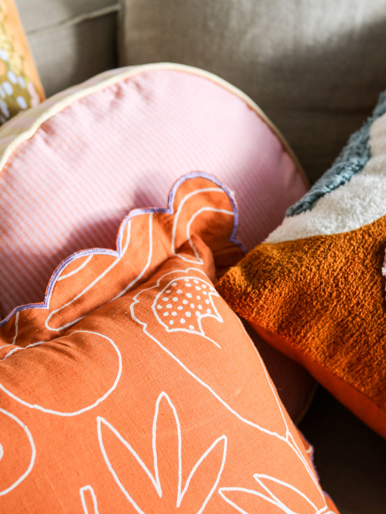 Outline Floral Cushion  by Mosey Me