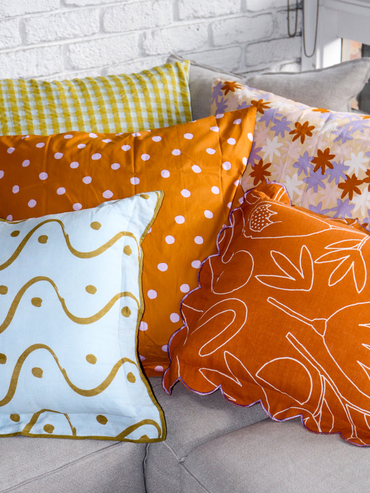 Outline Floral Cushion  by Mosey Me