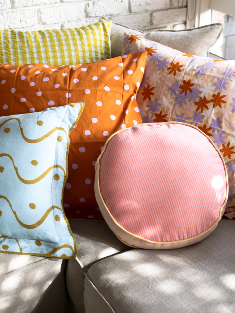 Woven Stripe Round Cushion  by Mosey Me