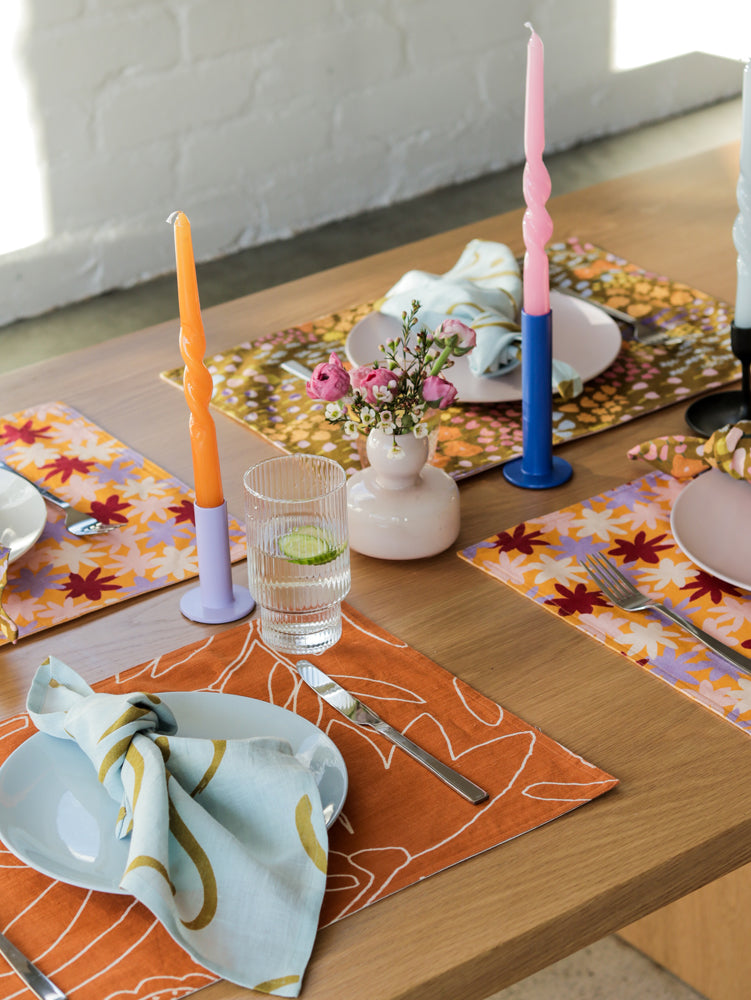 Twisted Dinner Candle Set of 2 - Pink &amp; Orange  by Mosey Me