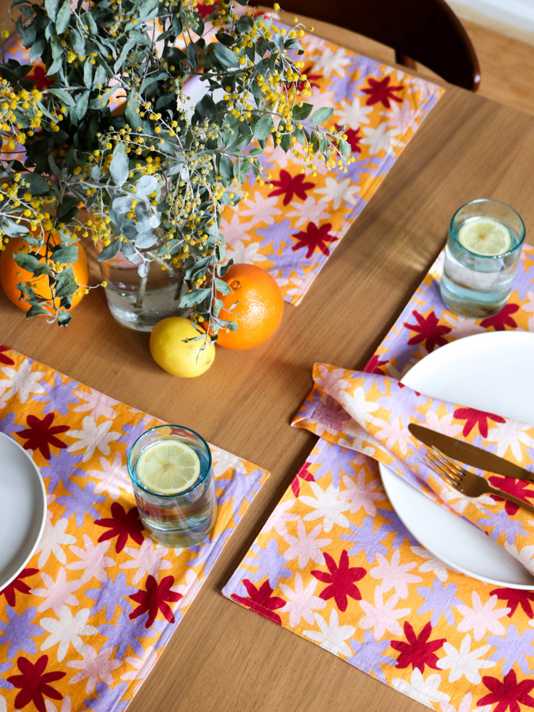 Crimson Floral Napkin Set  by Mosey Me