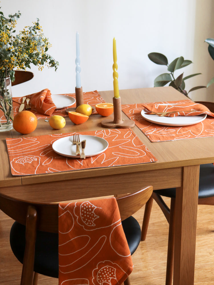 Outline Floral Placemat Set  by Mosey Me