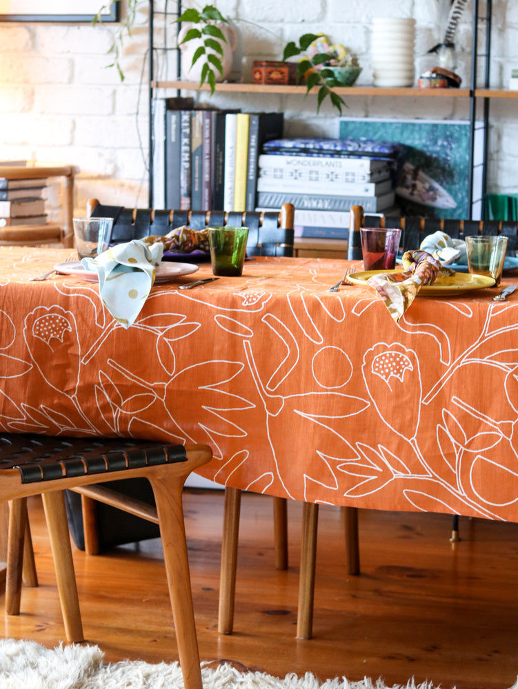 Outline Floral Tablecloth  by Mosey Me