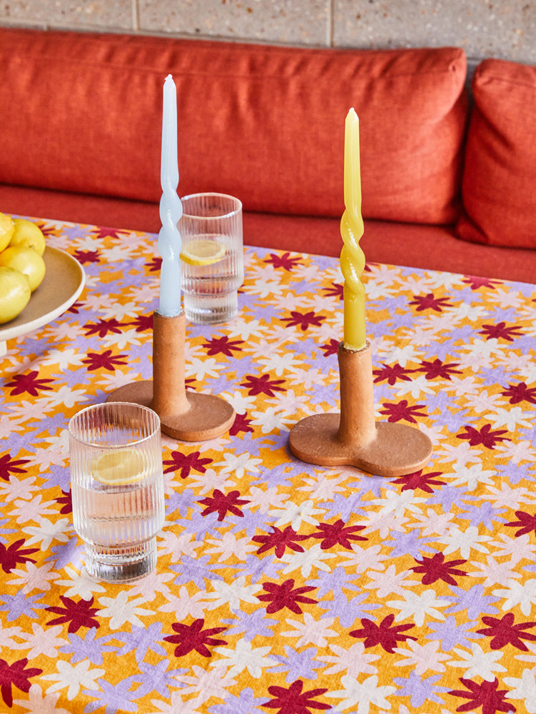 Twisted Dinner Candle Set of 2 - Blue &amp; Green  by Mosey Me