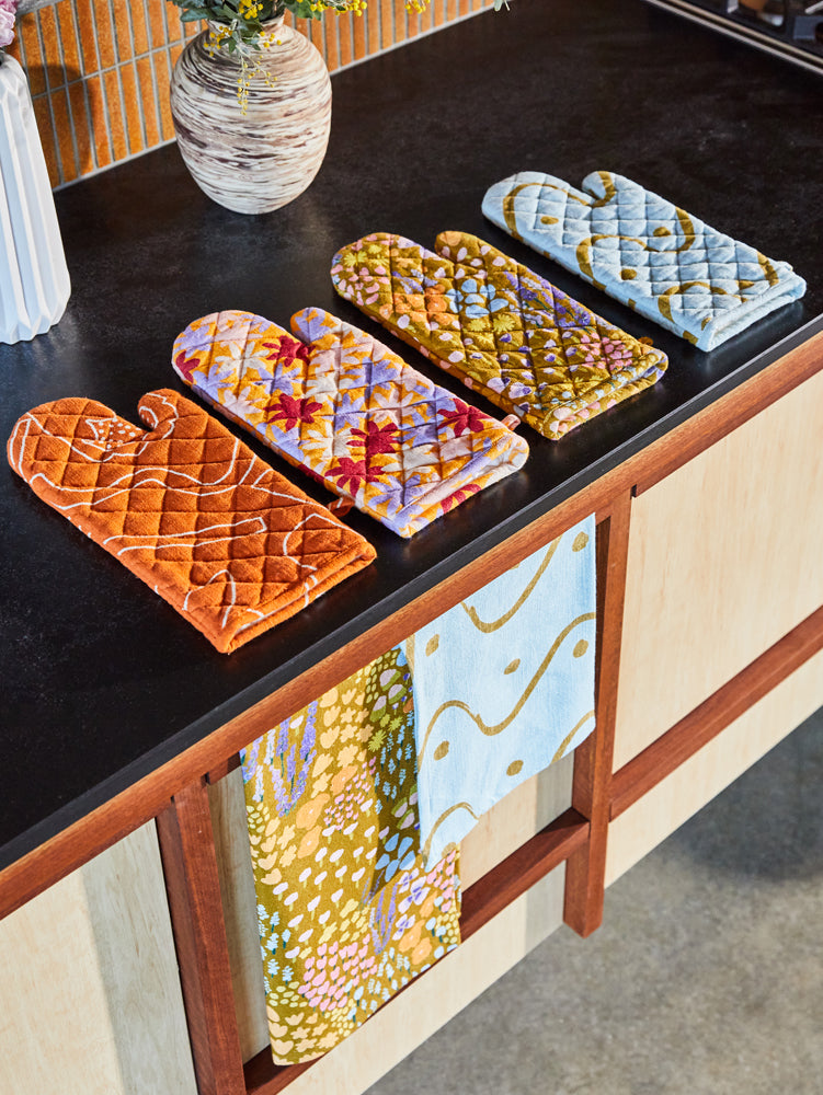 Outline Floral Oven Mitt  by Mosey Me