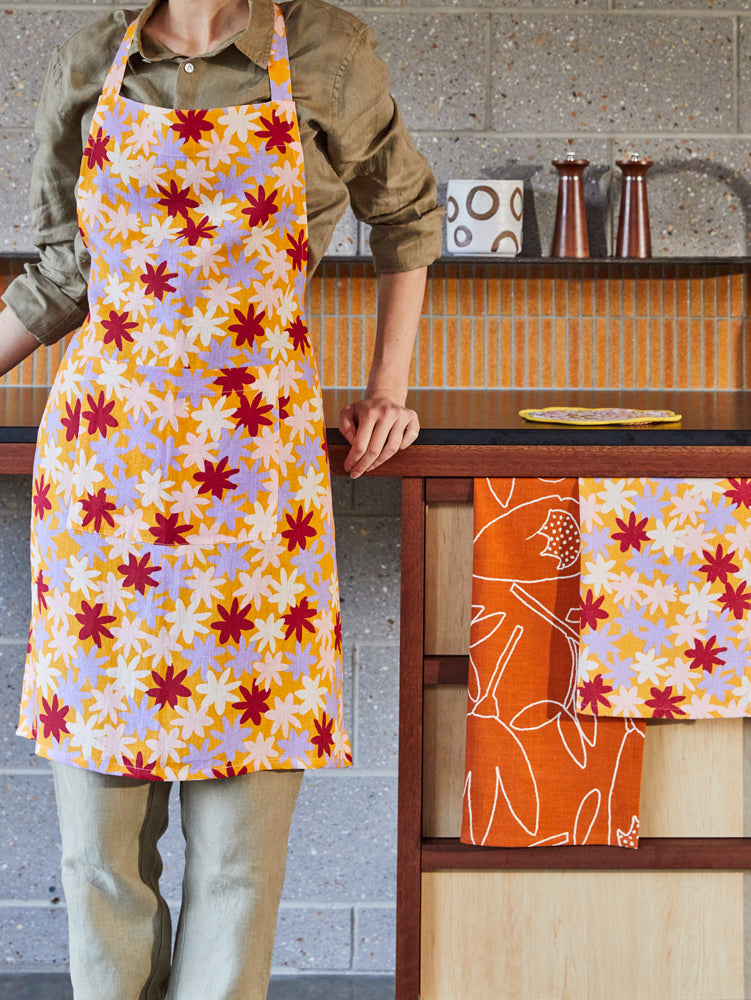 Crimson Floral Apron  by Mosey Me