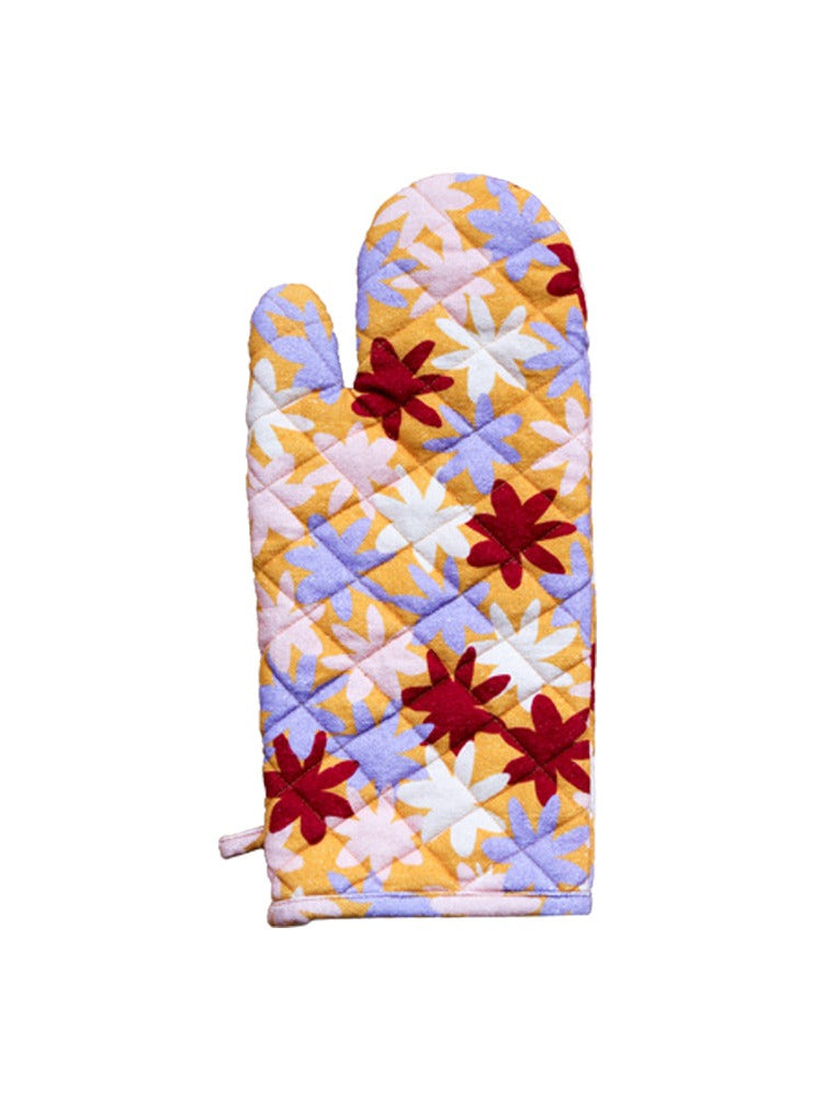 Crimson Floral Oven Mitt  by Mosey Me