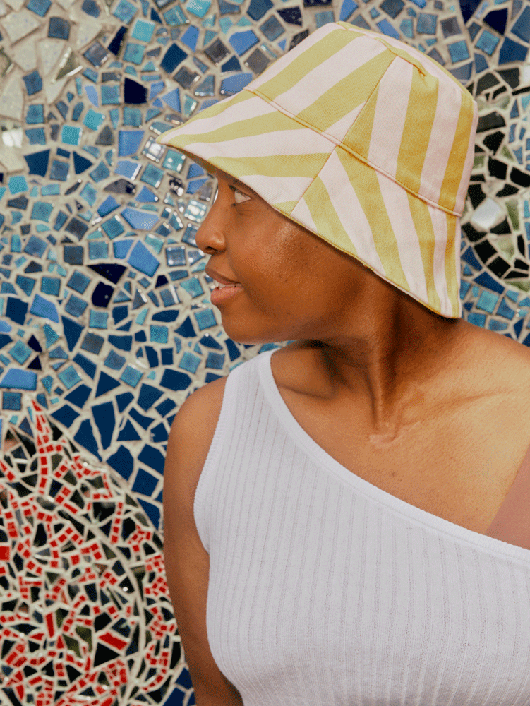 Reversible Bucket Hat - Stripe/Check  by Mosey Me