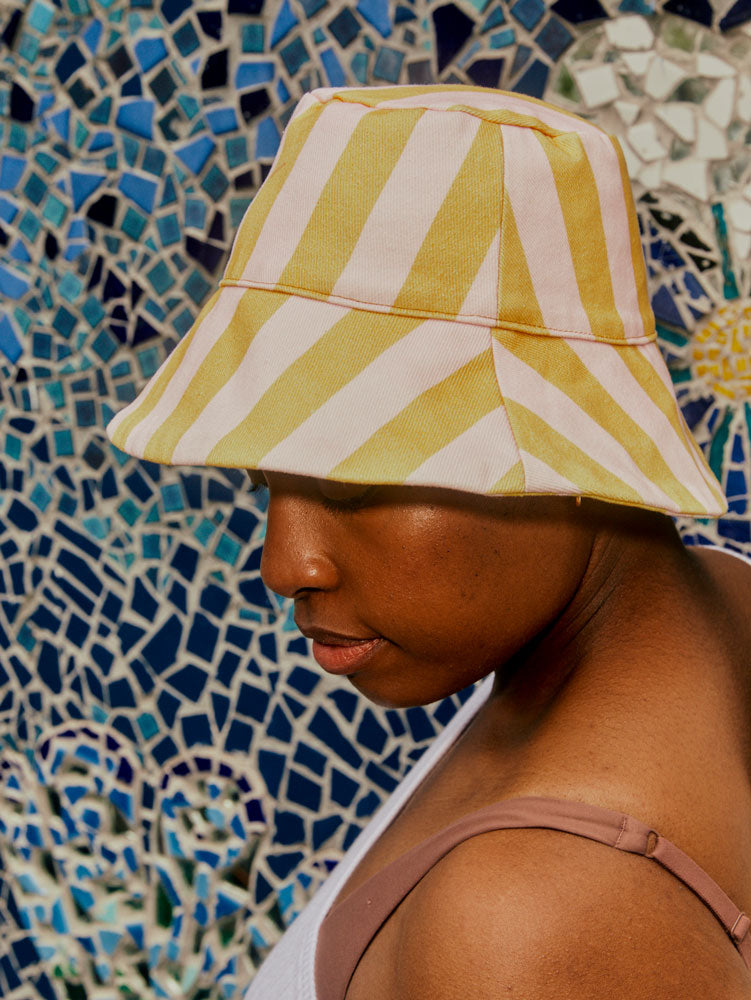 Reversible Bucket Hat - Stripe/Check  by Mosey Me