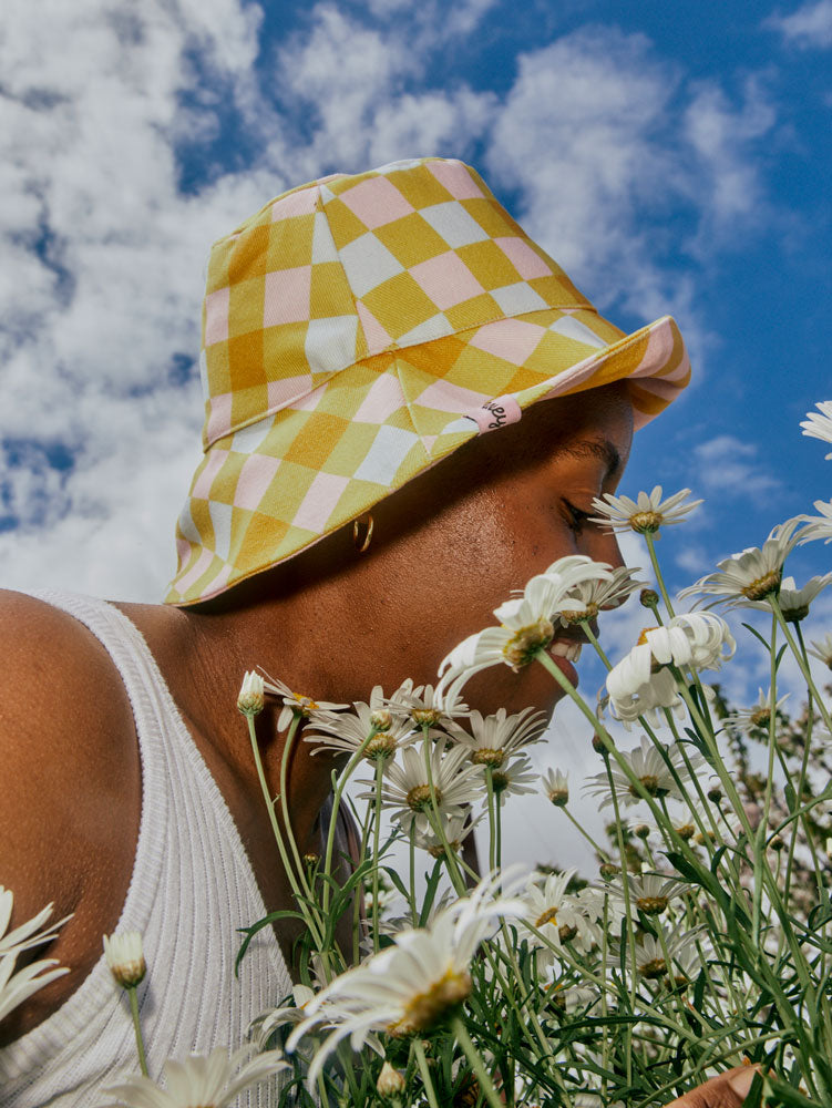 Reversible Bucket Hat - Stripe/Check  by Mosey Me