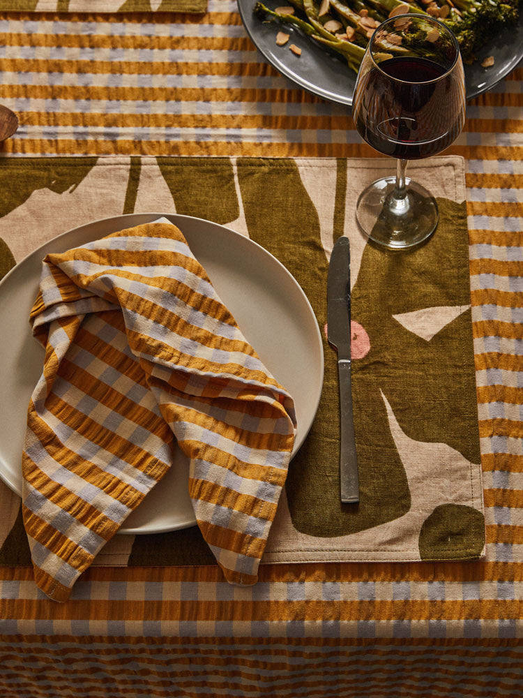 Olive Poppy Placemat Set  by Mosey Me