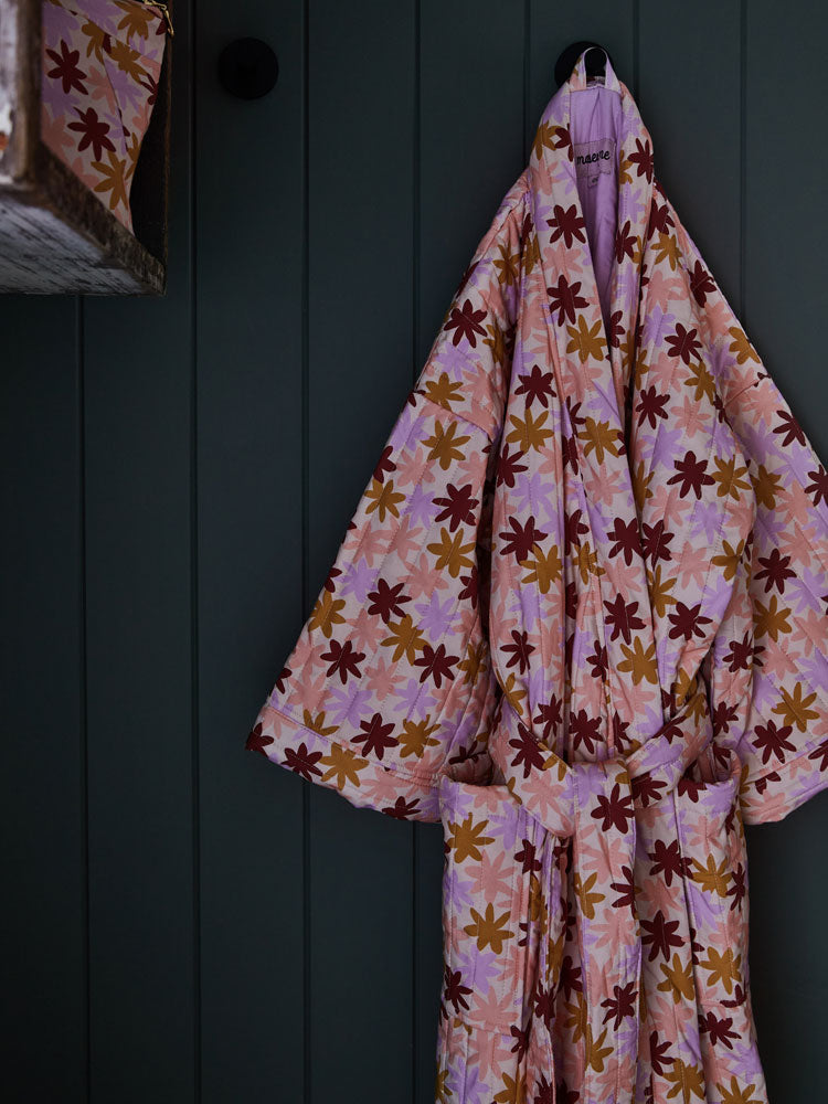 Peach Floral Quilted Robe  by Mosey Me
