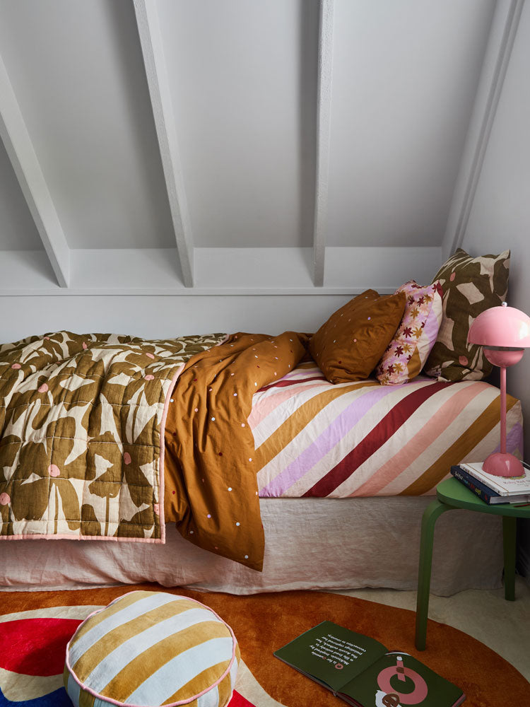 Olive Poppy Quilted Throw  by Mosey Me