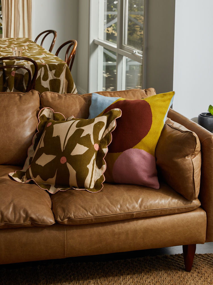 Olive Poppy Cushion  by Mosey Me