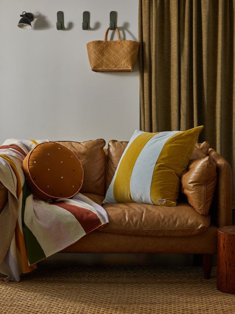 Embroidered Dot Round Cushion  by Mosey Me