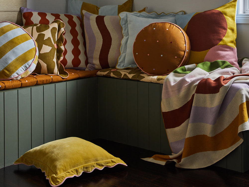 Olive Poppy Cushion  by Mosey Me