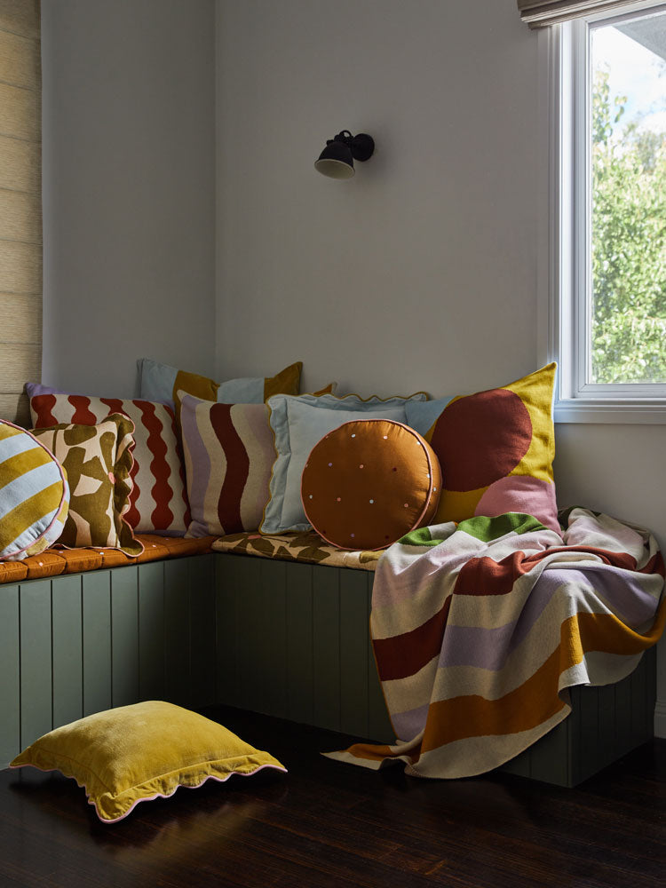 Olive Poppy Cushion  by Mosey Me