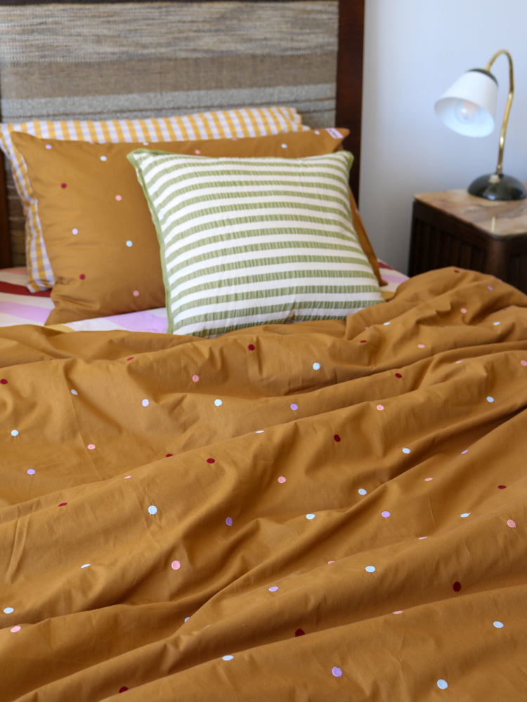 Mocha Dot Quilt Cover  by Mosey Me