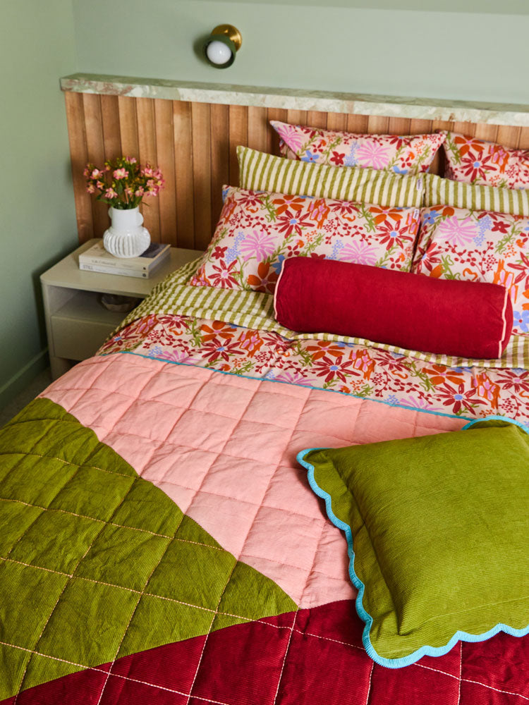 Corduroy Bolster - Ruby  by Mosey Me