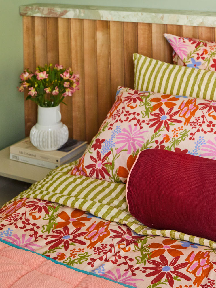 Corduroy Bolster - Ruby  by Mosey Me