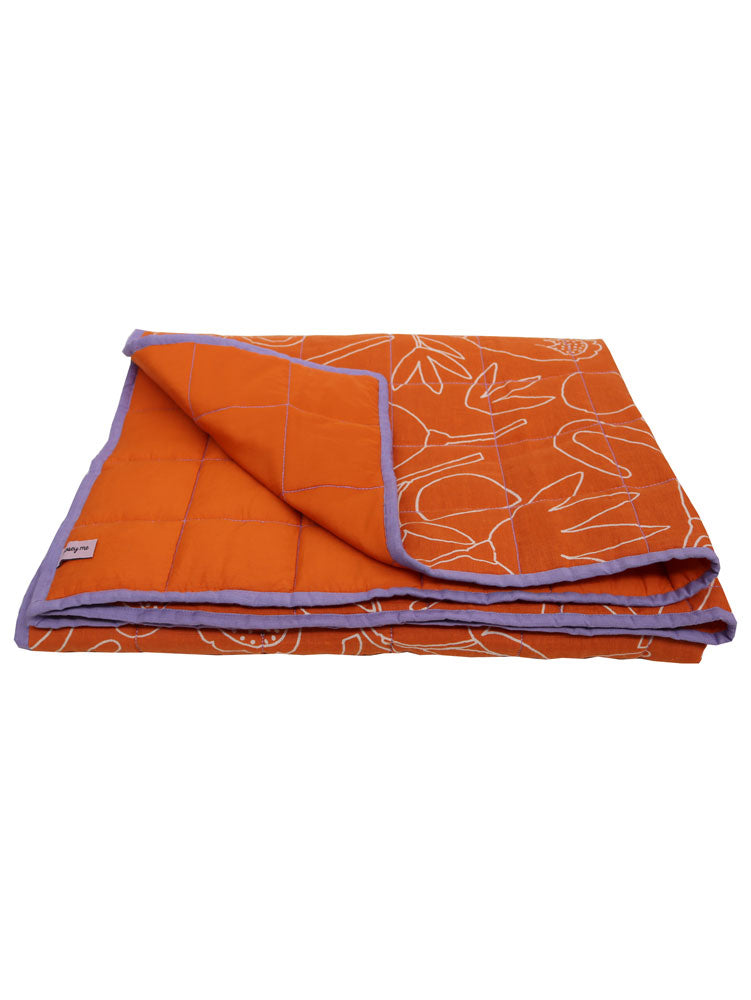 Outline Floral Quilted Throw  by Mosey Me