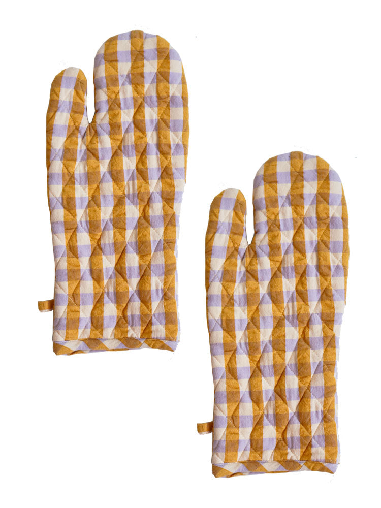 Oven Mitt Bundle - Mango Seersucker  by Mosey Me