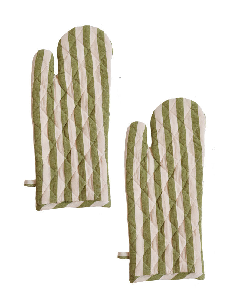 Oven Mitt Bundle - Pistachio Seersucker  by Mosey Me
