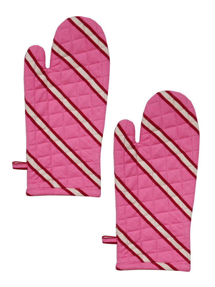 Oven Mitt Bundle - Raspberry Stripe